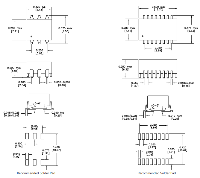 Mechanical Drawing - HALO Electronics TG10-DA Mini Shielded Digital Audio Transformers